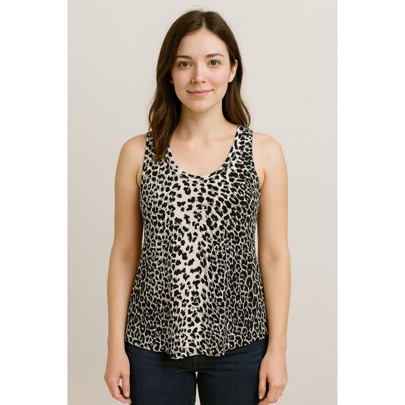 Leallo Leopard Print Racerback Tank Top Small Animal Mob Wife Chic Basic Layer - Picture 1 of 5
